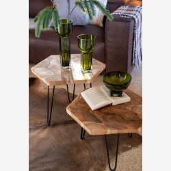 J-Line - St m/2 sideborde Hexagon form 52/58x52x60cm, Natur/Sort