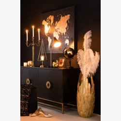 J-Line -  Globus p tr fod Sort/Guld H: 40 cm. 