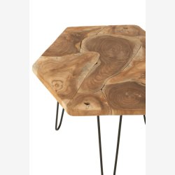 J-Line - St m/2 sideborde Hexagon form 52/58x52x60cm, Natur/Sort