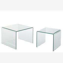 J-Line - St m/to sideborde i glas 65x49x65cm, Transparent 