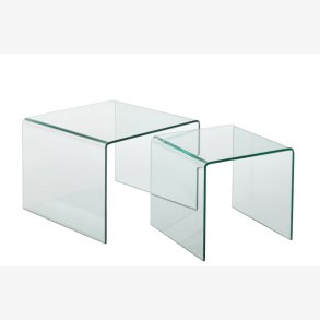 J-Line - St m/to sideborde i glas 65x49x65cm, Transparent 