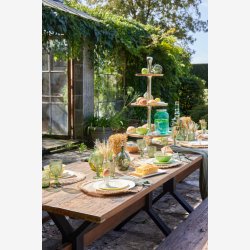 J-Line - Antik spisebord i massivt tr 180x76x89cm, Natur og Sort