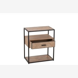 J-Line - Sidebord m/1 skuffe i tr og metal 50x61x30cm, Natur/Sort