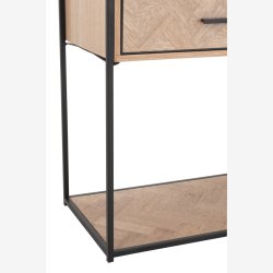 J-Line - Konsolbord i sildebens flet m/ to skuffer 120x80x40cm, Natur/Sort