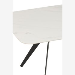 J-Line - Spisebord m/porcelns-look bordplade 180x75x86cm, Sort og Hvid