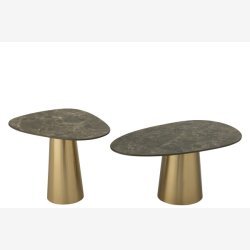 J-Line - Sideborde/Sofaborde st m/2 stk. metal/jern L: 55/74 B: 45 H: 41/35 cm. Bronze 