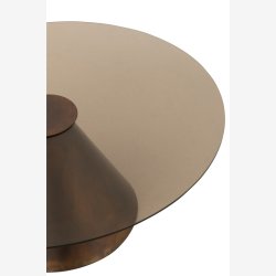 J-Line - Sidebord/Sofabord m/glas bordplade : 80 H: 29 cm. Brun