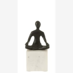 J-Line - Yoga figur i position 2 ass. Aluminium/Marmor Sort/Hvid H: 20/  cm.