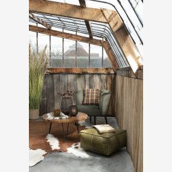 J-Line - Sofabord m/rustik tr bordplade 80x36,5x80cm, Natur og Sort