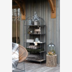 J-Line - st med to reoler m/5 hylder 80/62x40/30x182/169cm, Natur og Sort 