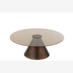 J-Line - Sidebord/Sofabord m/glas bordplade : 80 H: 29 cm. Brun