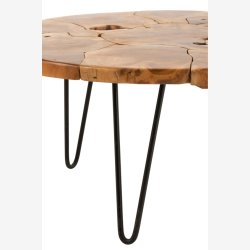 J-Line - Sofabord m/rustik tr bordplade 80x36,5x80cm, Natur og Sort