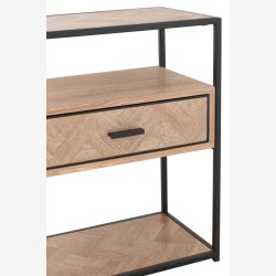 J-Line - Sidebord m/1 skuffe i tr og metal 50x61x30cm, Natur/Sort