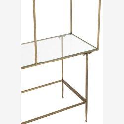 J-Line - Reol m/3 hylder i metal og glas 100x200x40cm, Guld