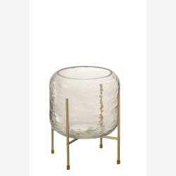 J-Line - Vase/Hurricane p stativ glas/metal H: 22,5 : 19 cm. 