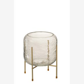 J-Line - Vase/Hurricane p stativ glas/metal H: 22,5 : 19 cm. 