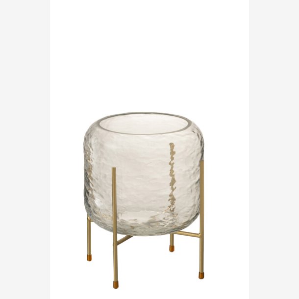 J-Line - Vase/Hurricane p stativ glas/metal H: 22,5 : 19 cm. 