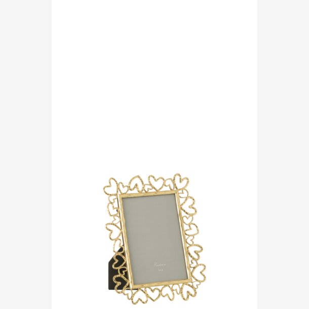 J-Line - Fotoramme m/hjerter "guld" metal 16,5x21,5cm. 