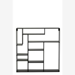 J-Line - Vg reol m. 7 asymmetriske hylder 80x80x11,5cm, Sort
