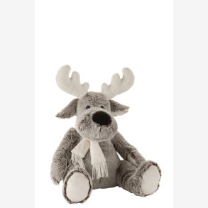 J-Line - Elg krammedyr m/halstrklde Gr/Hvid H: 32cm.