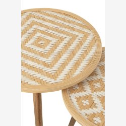 J-Line - St m. 3 sideborde i fletter rattan 53/47/41x53/47/41x55/45/50cm, Natur 