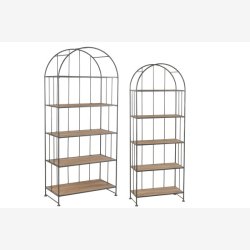 J-Line - st med to reoler m/5 hylder 80/62x40/30x182/169cm, Natur og Sort 