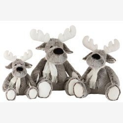 J-Line - Elg krammedyr m/halstrklde Gr/Hvid H: 40cm.