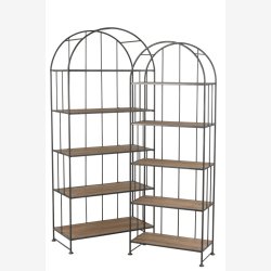 J-Line - st med to reoler m/5 hylder 80/62x40/30x182/169cm, Natur og Sort 