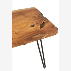 J-Line - Sidebord m/rustik firkantet tr bordplade 60x53x39cm, Natur og Sort