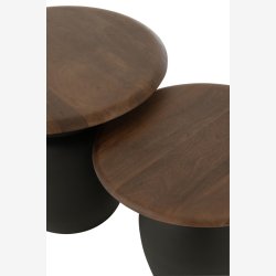 J-Line - Sideborde/Sofaborde st m/2 metal B: 56/48 H: 45/40cm, Brun 