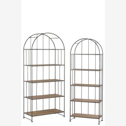 J-Line - st med to reoler m/5 hylder 80/62x40/30x182/169cm, Natur og Sort 