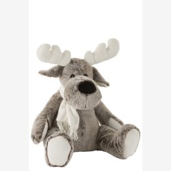 J-Line - Elg krammedyr m/halstrklde Gr/Hvid H: 40cm.