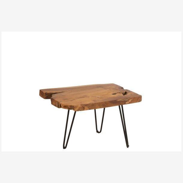 J-Line - Sidebord m/rustik firkantet tr bordplade 60x53x39cm, Natur og Sort