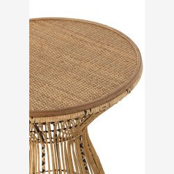 J-Line - Sidebord med kegle formet fod og flettet bordplade 58x64x58cm, Natur 