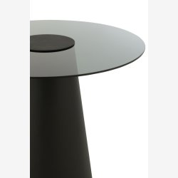 J-Line - Sidebord m/glas bordplade kegle form : 60 H: 50 cm. Sort