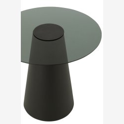 J-Line - Sidebord m/glas bordplade kegle form : 60 H: 50 cm. Sort