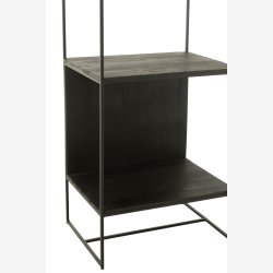 J-Line - Reol m/4 hylder metal/tr 50 x 190 x 38 cm, Sort