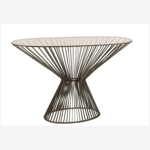 J-Line - Konsolbord m. Glas bordplade og tremme design 121x79x37cm, Gr 