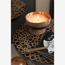 J-Line - St m. 2 sideborde med resin bordplade 38x38x52/44cm, Brun og Sort