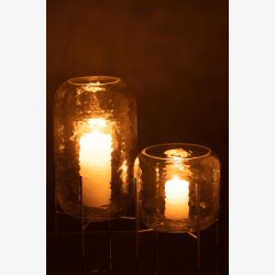 J-Line - Vase/Hurricane p stativ glas/metal H: 37 : 19,5 cm. 