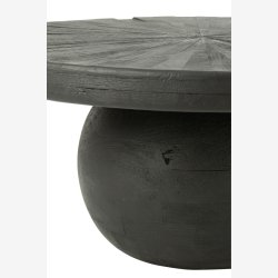 J-Line - Rundt sofabord i massivt rustikt tr 80x39,5x80cm, Sort 
