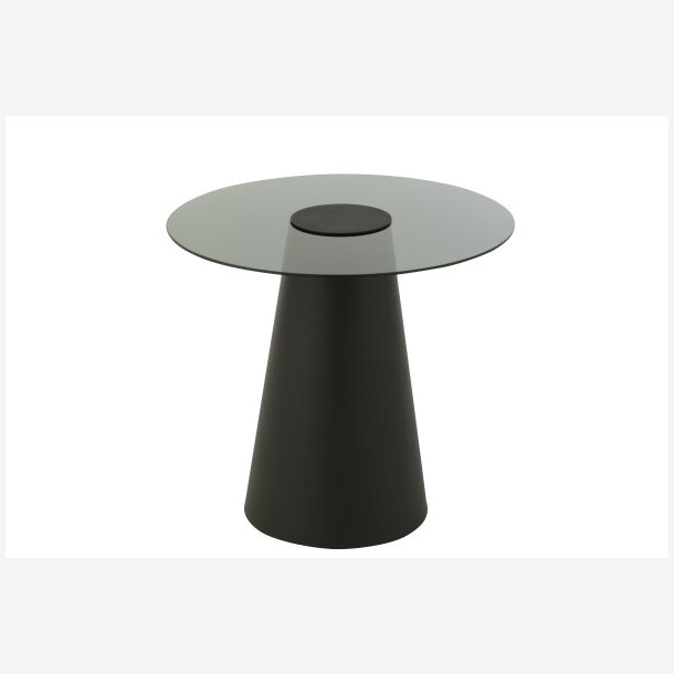 J-Line - Sidebord m/glas bordplade kegle form : 60 H: 50 cm. Sort