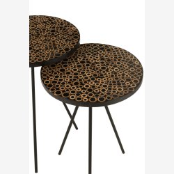 J-Line - St m. 2 sideborde med resin bordplade 38x38x52/44cm, Brun og Sort