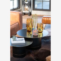 J-Line - Sofabord cylinder form 60x30cm, Sort/Guld