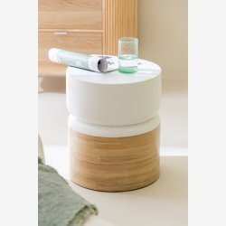 j-Line - Cylinder formet sidebord 40x47x40cm, Natur og Hvid