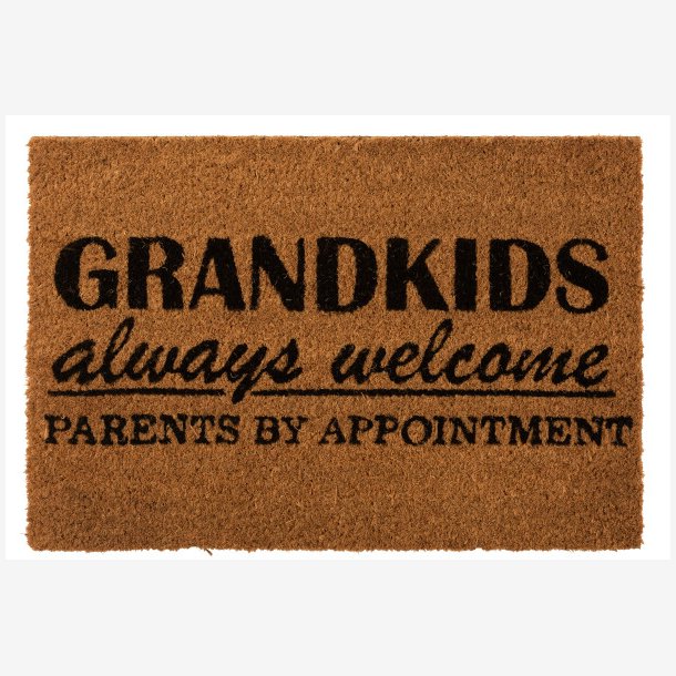 J-Line - Drmtte m/tekst "Grandkids allways welcome, parents by appointment" Kokos 40x60 cm. 