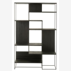 J-Line - Reol m/Asymmetriske hylder 120 x 190 x 38 cm, Sort