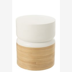j-Line - Cylinder formet sidebord 40x47x40cm, Natur og Hvid