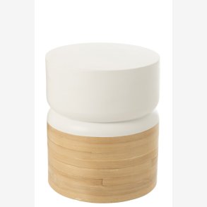 j-Line - Cylinder formet sidebord 40x47x40cm, Natur og Hvid