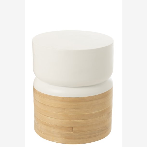 j-Line - Cylinder formet sidebord 40x47x40cm, Natur og Hvid